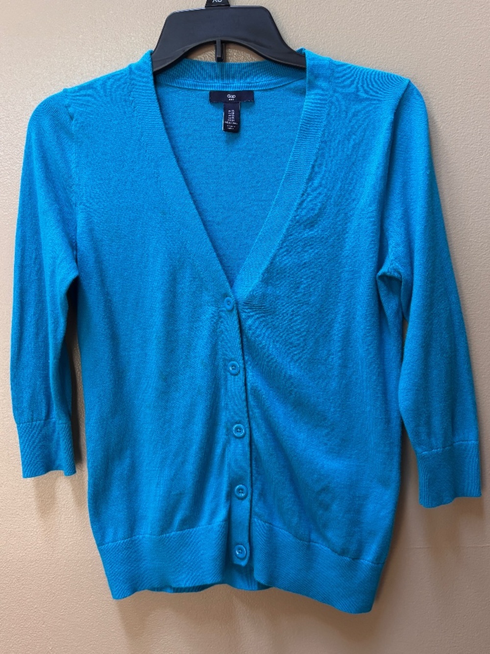 Gap ¾ Sleeve Turquoise Cotton Cardigan Sweater Size XS